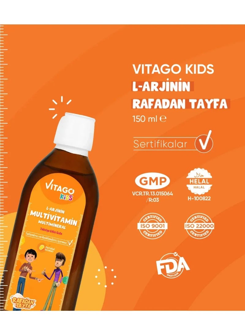 VITAGO Kids L-Arginine Growth Syrup to Increase Height and Multivitamin for Boys - 150ml - Image 2
